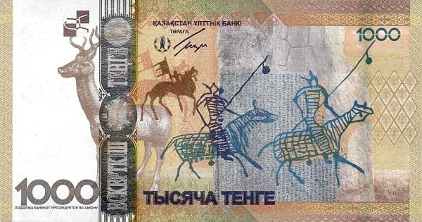 Всадники, оружие, карта Казахстана и историческая сцена.